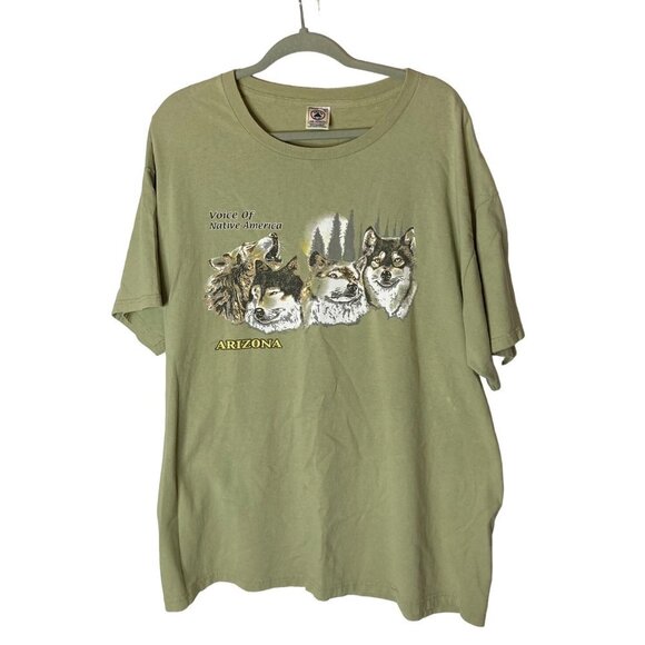 Vintage Wolf Wolves T Shirt Mens XL Green Arizona Destination Native America 90s - Picture 1 of 8